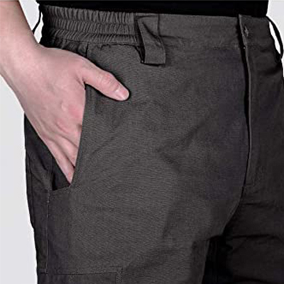 Calças táticas pretas 2 bolsos inclinados frontais