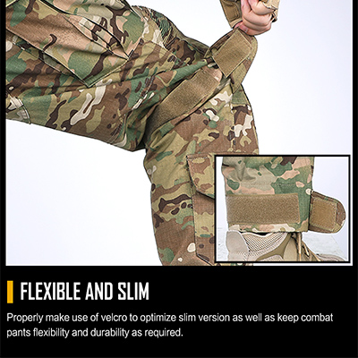 G3 Combat Tactical Pants Design de gancho e laço para perna apertada